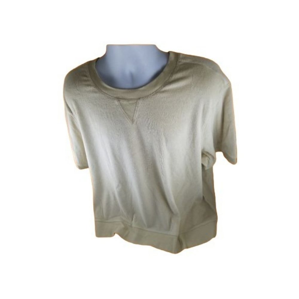 Denim & Co Men's Polo Shirt Beige SS Cotton Blend Pullover Velvet Size 3XL Crew